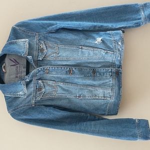 Cotton Jean Jacket Distressed Size M